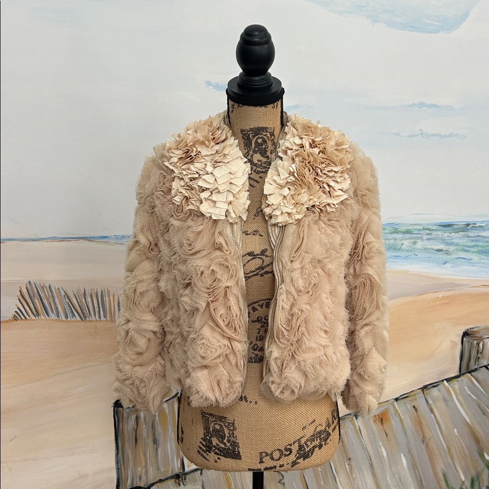Givenchy Beige Rosette Ruffle Jacket